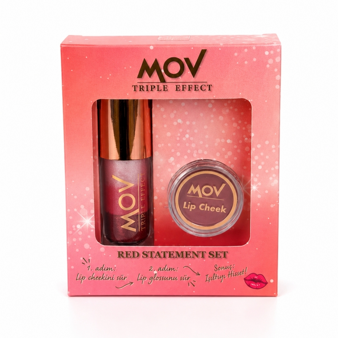 Mov Red Statement Lip Gloss + Allık